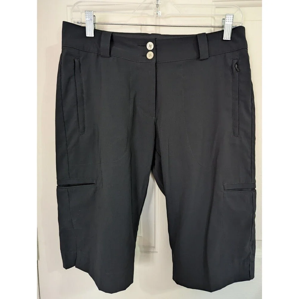 Nike Dri-Fit Golf Shorts Women's 4 Black Bermuda Tournament Performance Pockets